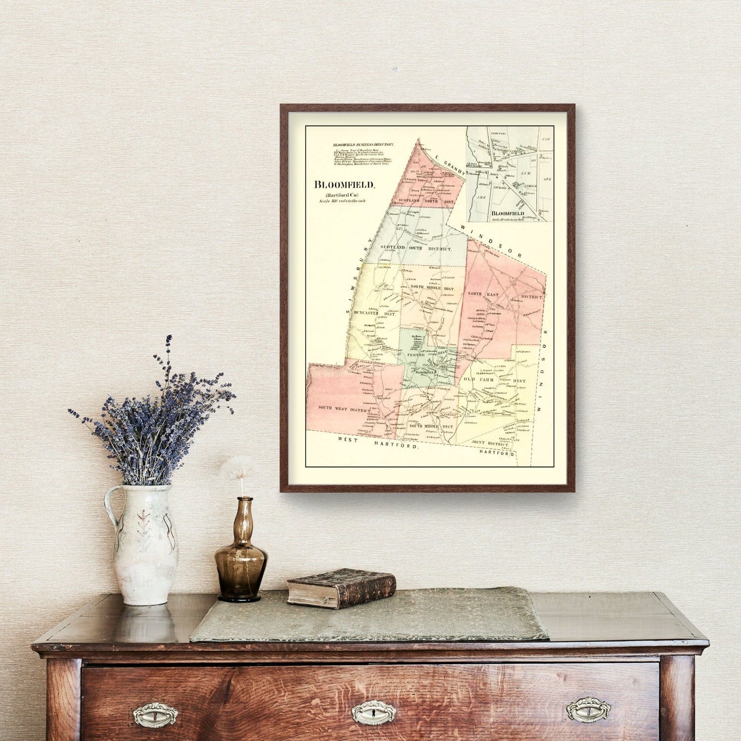 Vintage Map of Bloomfield, Connecticut, 1869
