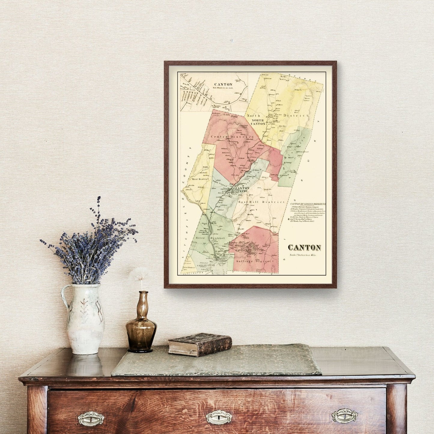 Vintage Map of Canton, Connecticut, 1869