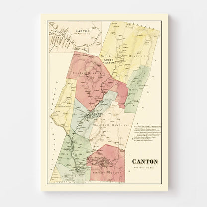 Vintage Map of Canton, Connecticut, 1869