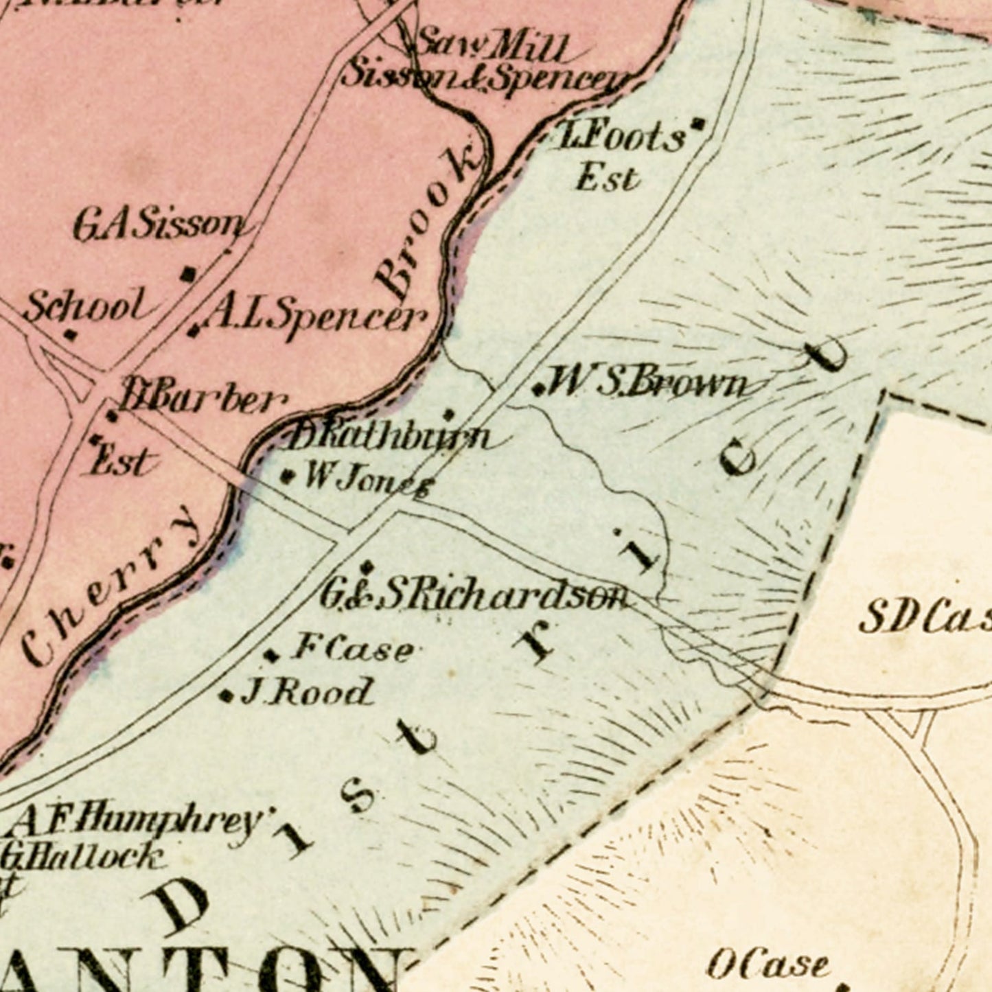 Vintage Map of Canton, Connecticut, 1869