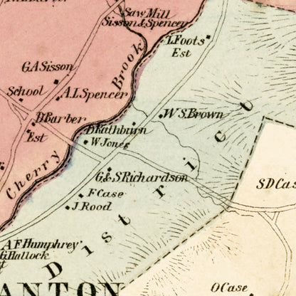 Vintage Map of Canton, Connecticut, 1869