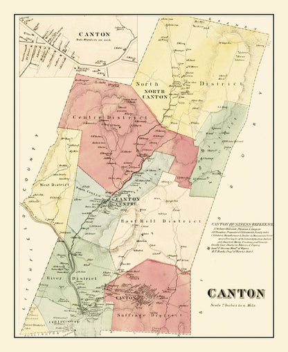 Vintage Map of Canton, Connecticut, 1869