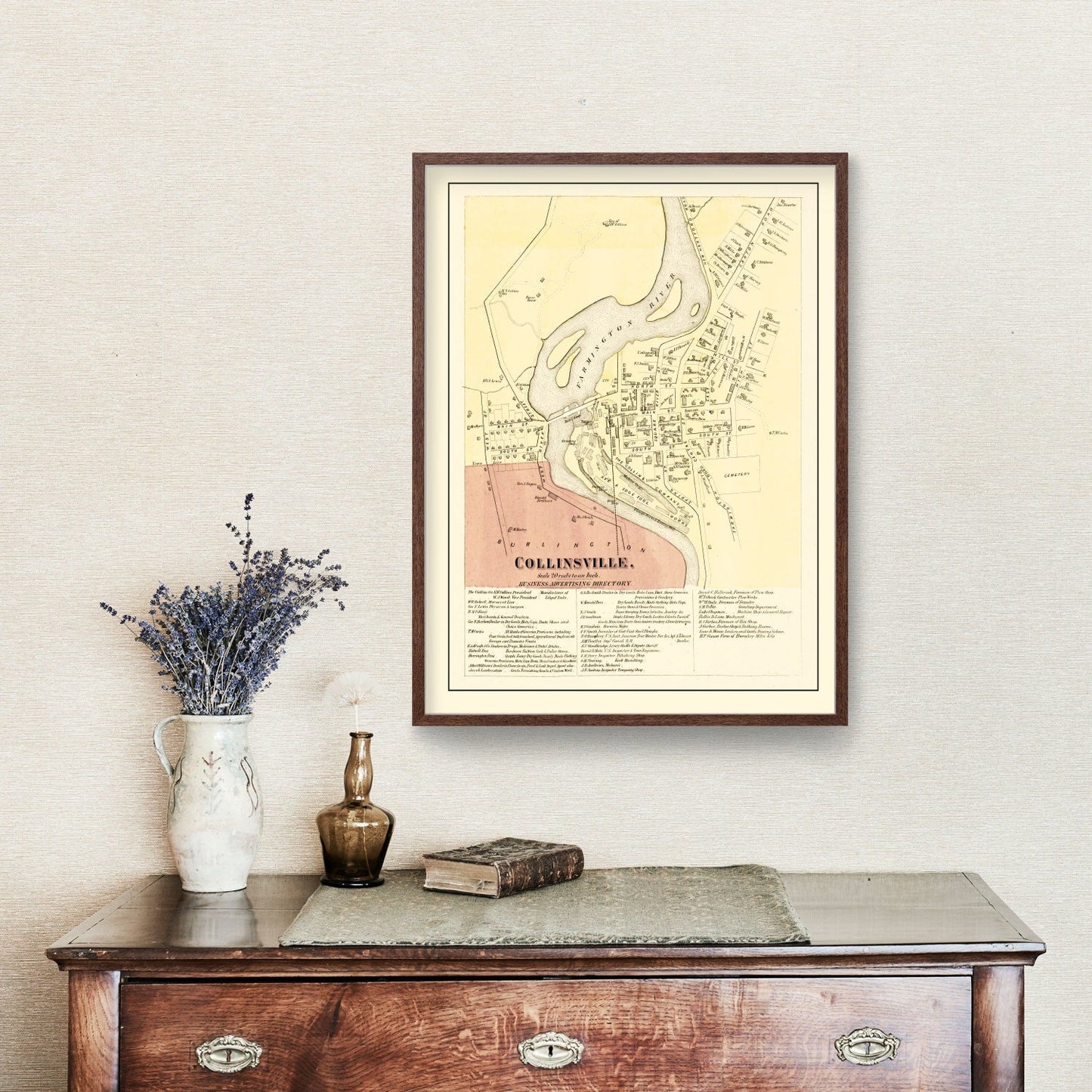 Vintage Map of Collinsville, Connecticut, 1869