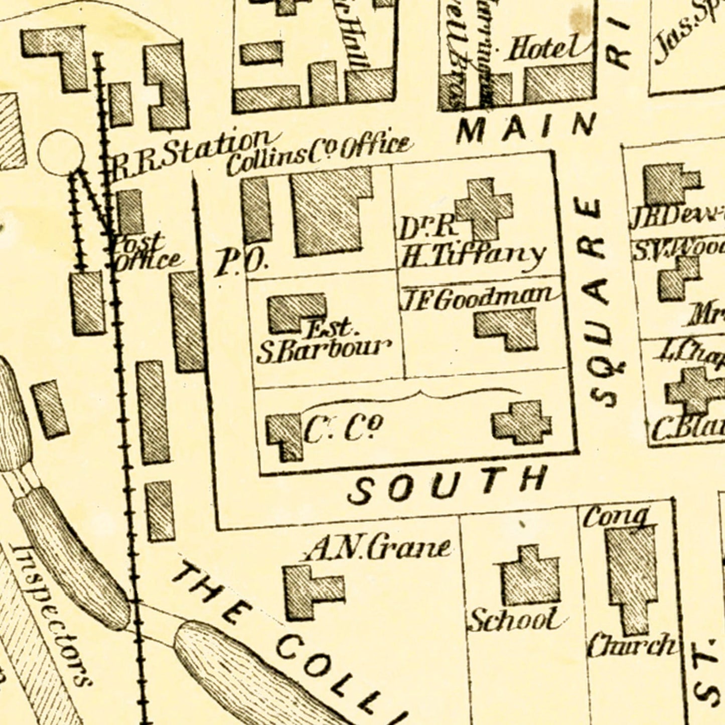 Vintage Map of Collinsville, Connecticut, 1869