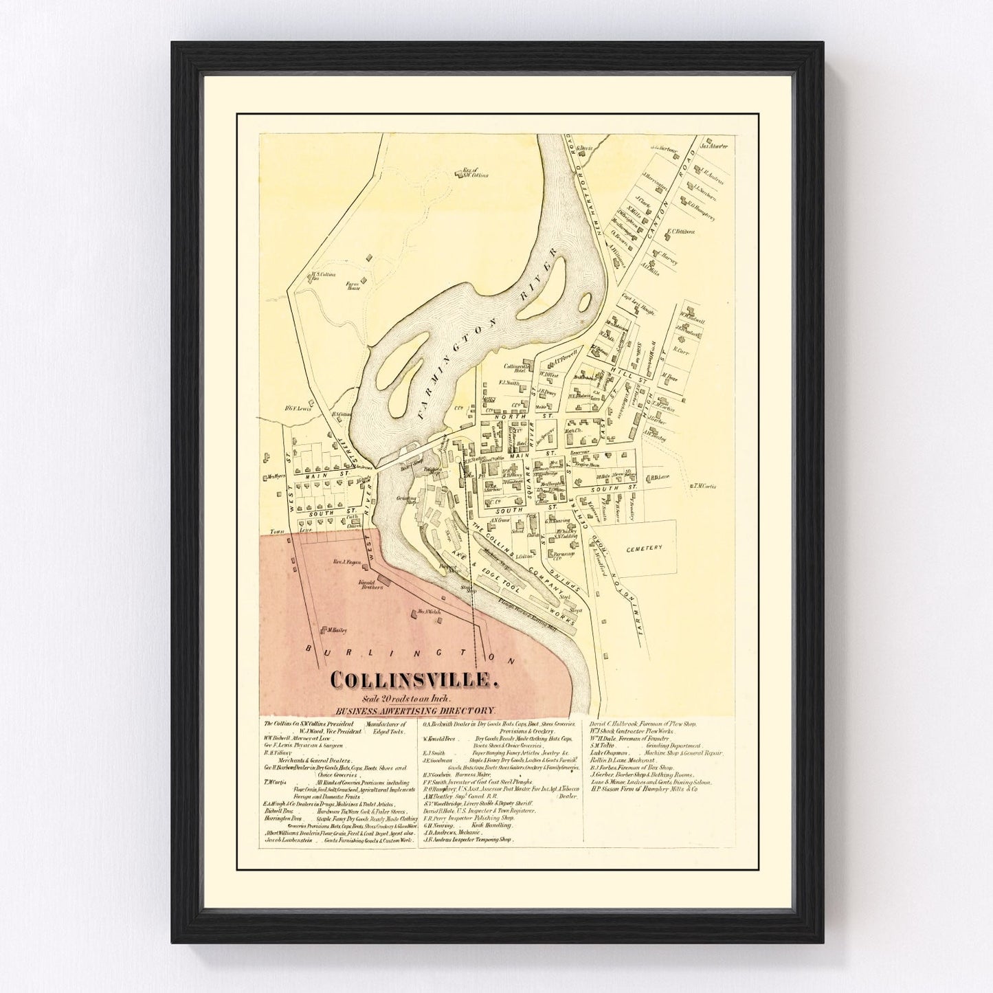 vintage map of Collinsville, Connecticut, 1869