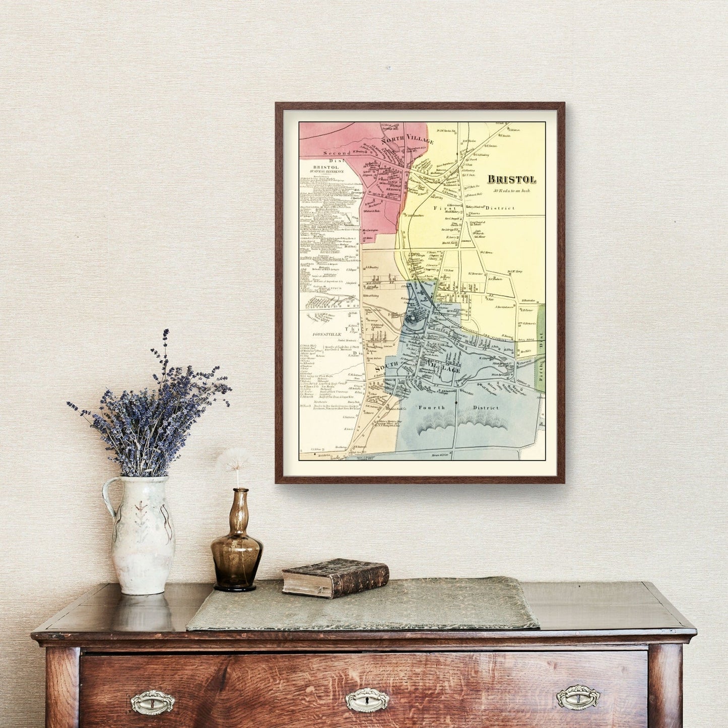 Vintage Map of Bristol, Connecticut, 1869