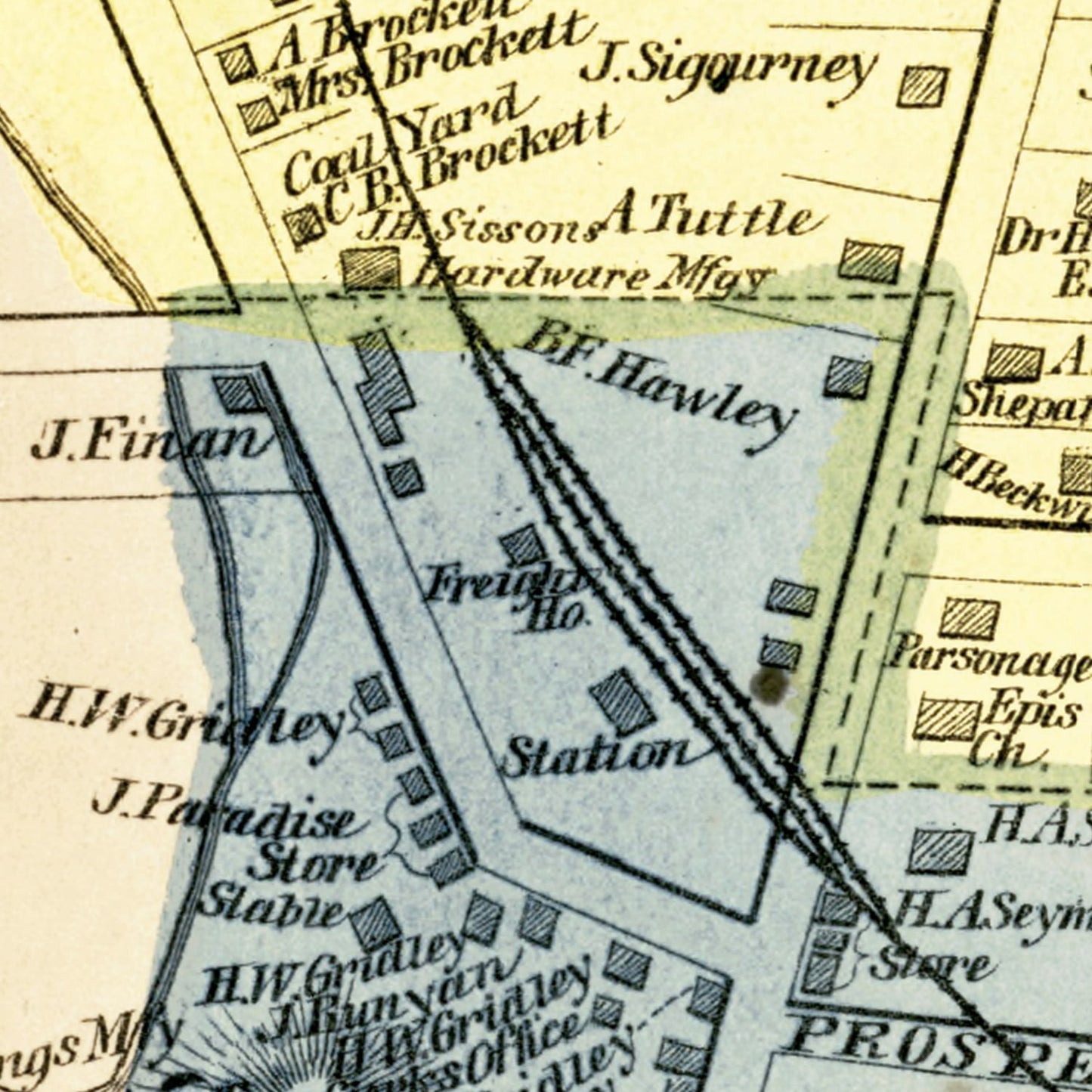 Vintage Map of Bristol, Connecticut, 1869