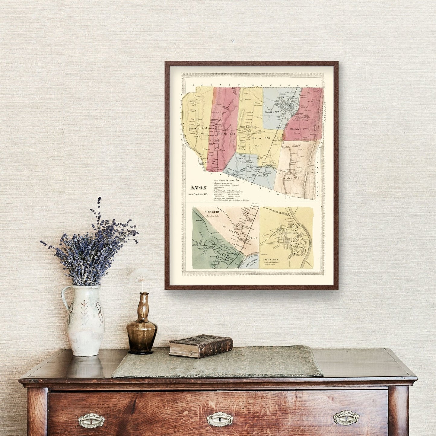 Vintage Map of Avon, Connecticut, 1869