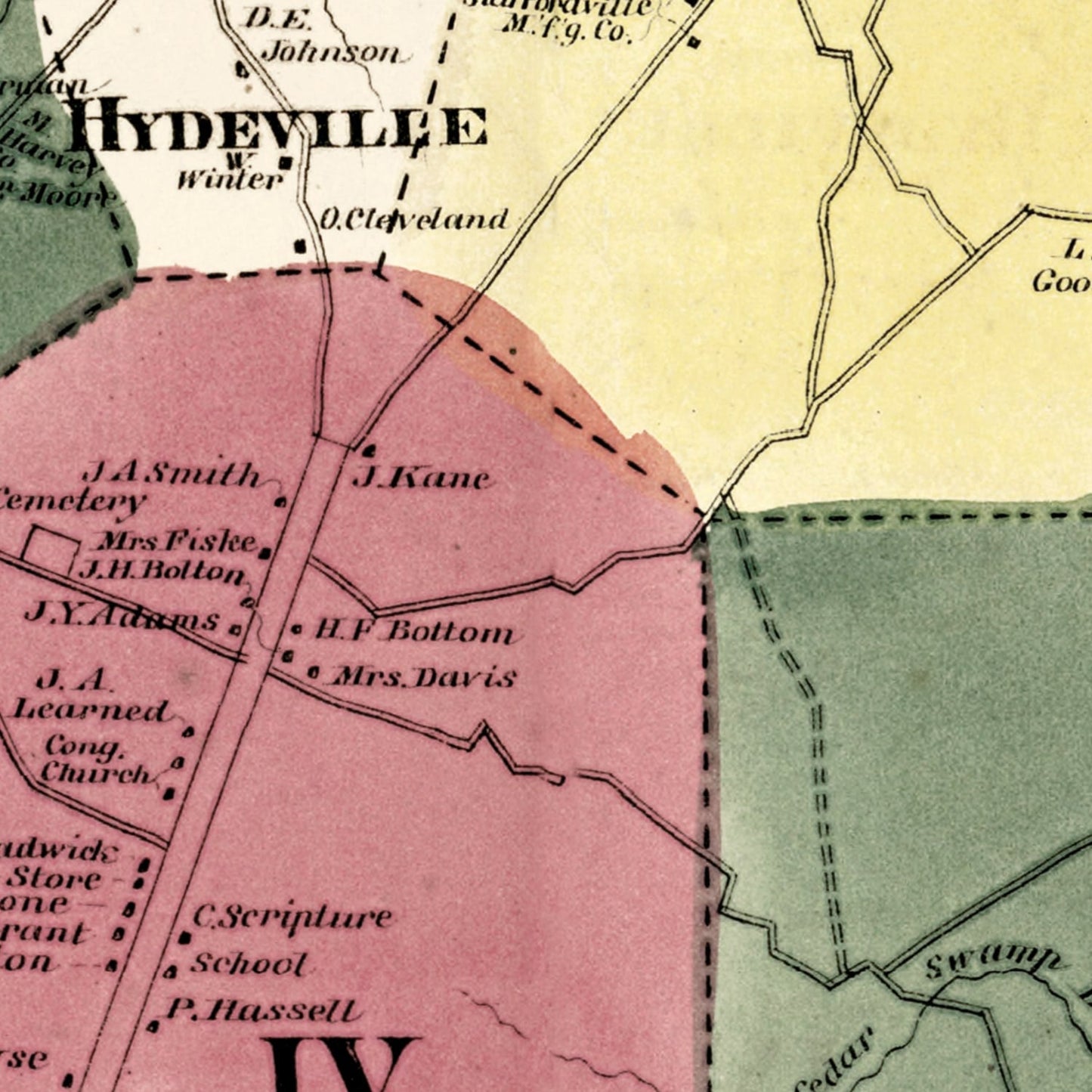 Vintage Map of Stafford, Connecticut, 1869