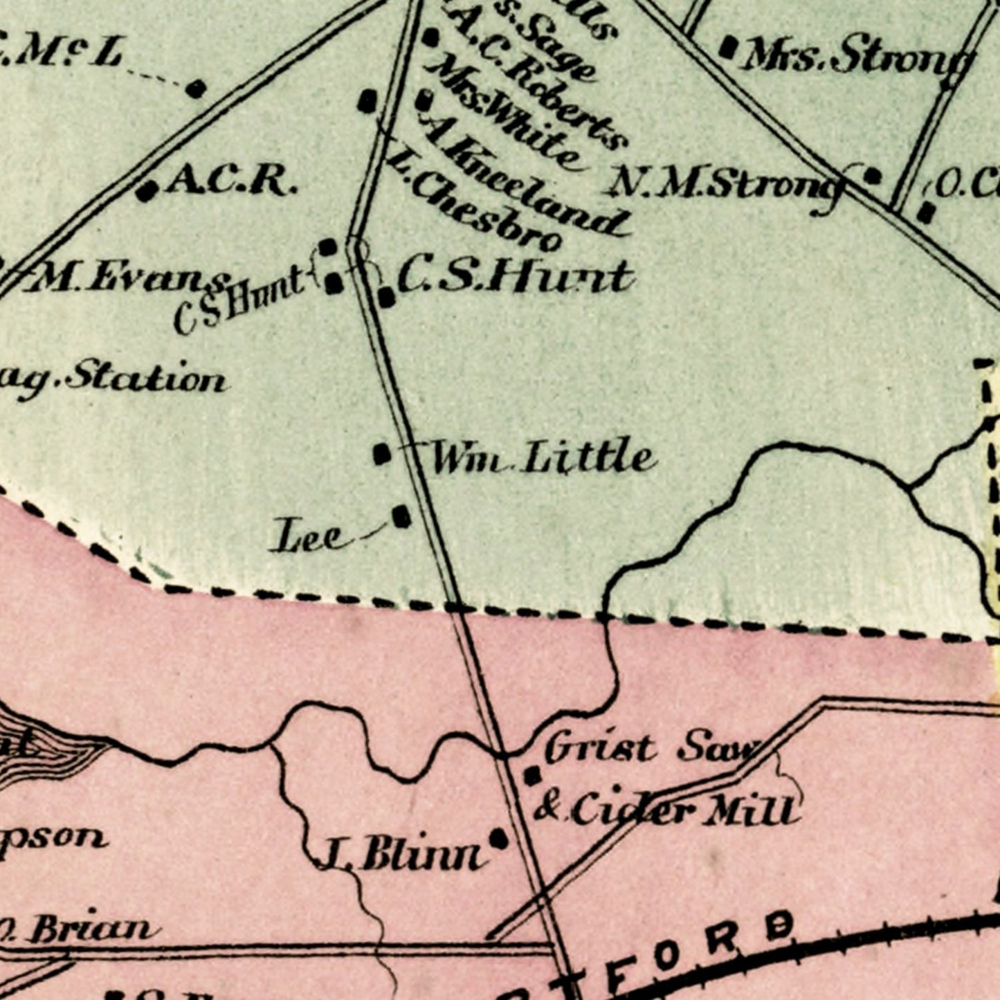 Vintage Map of Vernon, Connecticut, 1869