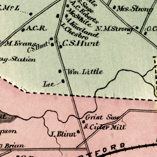 Vintage Map of Vernon, Connecticut, 1869