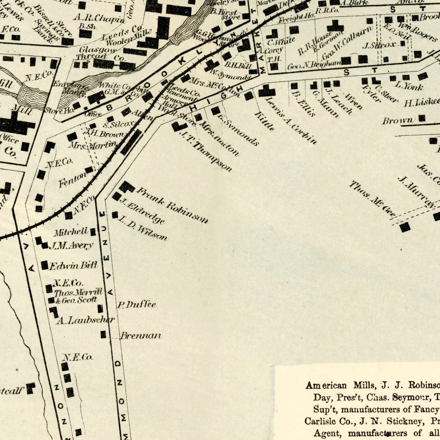 Vintage Map of Rockville, Connecticut, 1869
