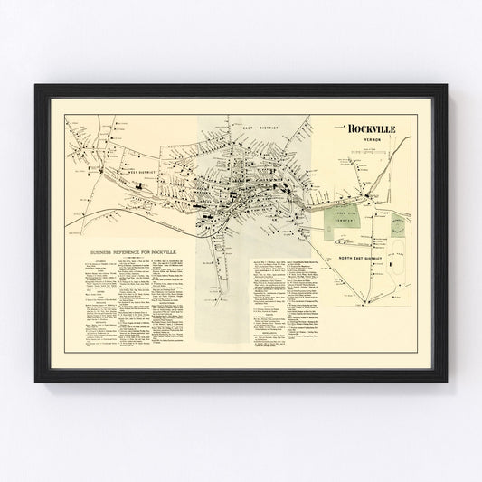 Vintage map of Rockville, Connecticut, 1869