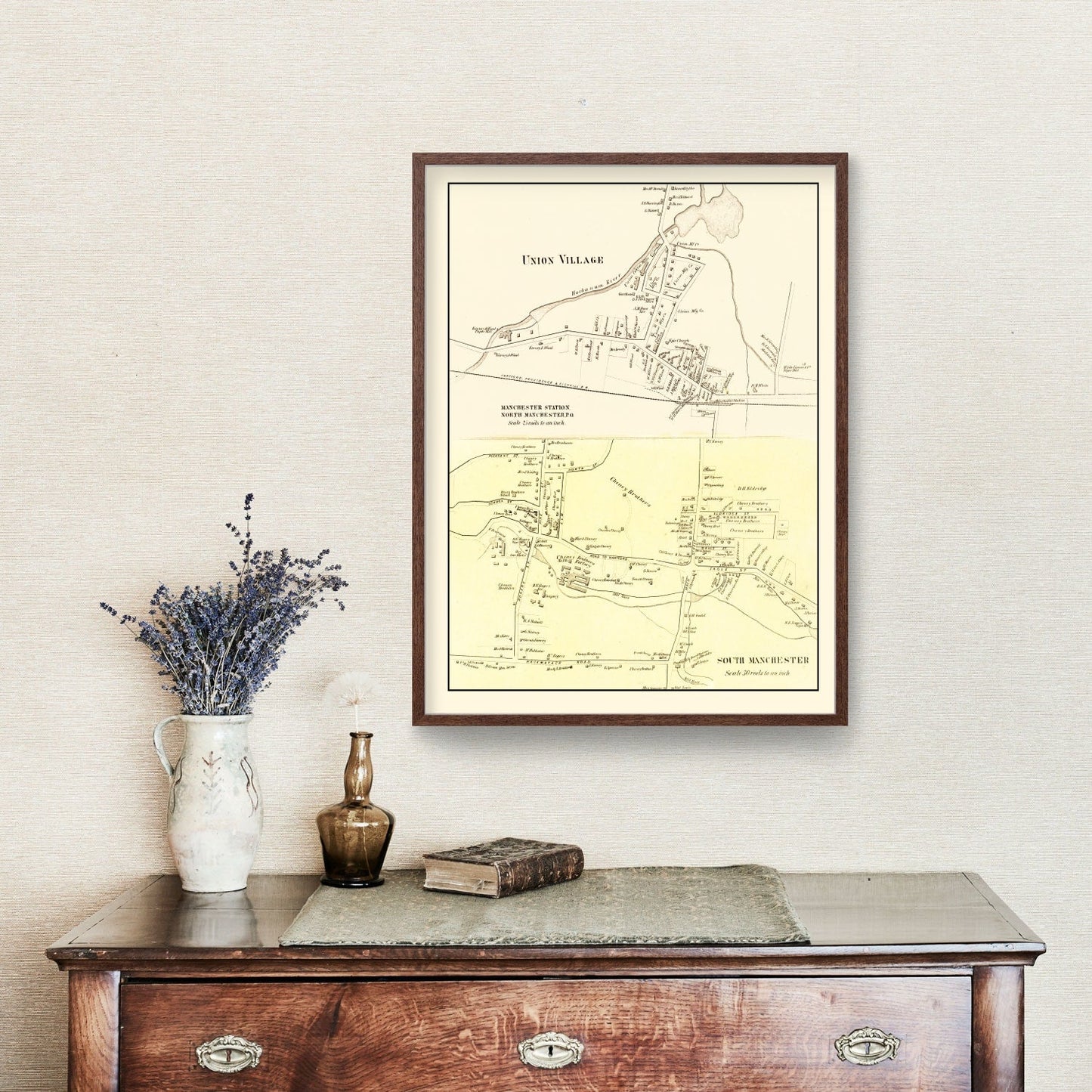 Vintage Map of Union Village, Connecticut, 1869