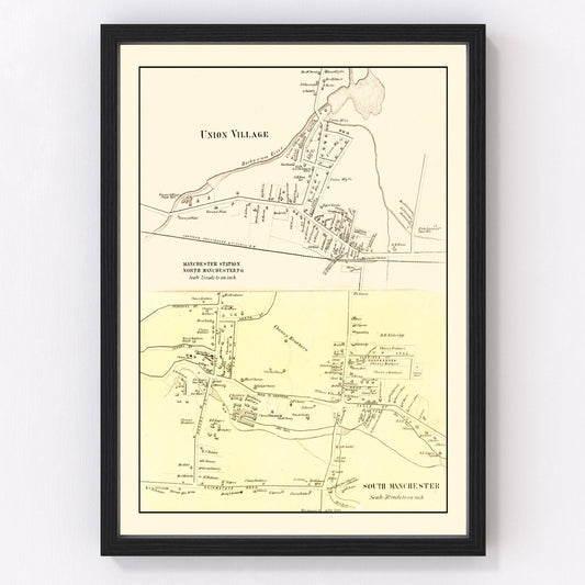 vintage map of Union Village, Connecticut, 1869