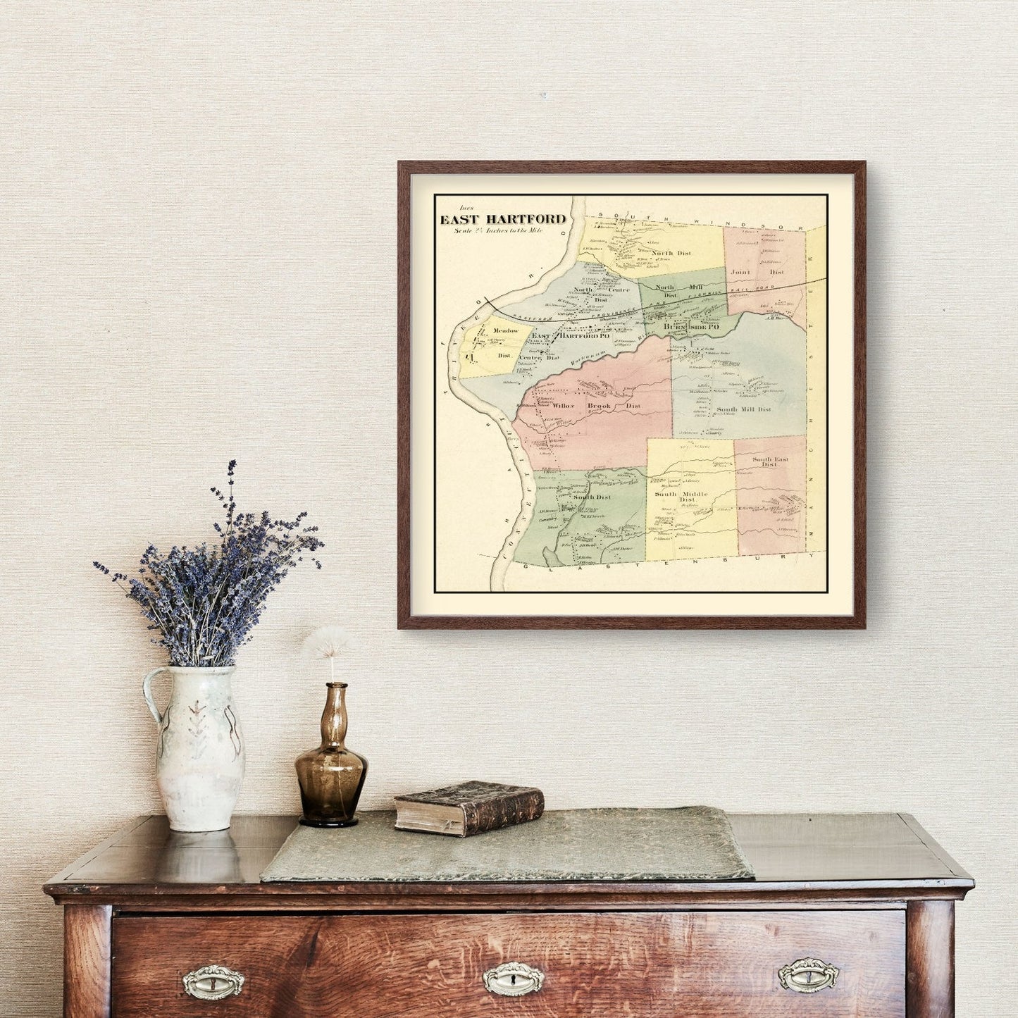 Vintage Map of East Hartford, Connecticut, 1869