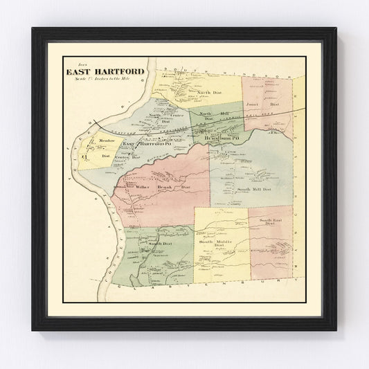 vintage map of East Hartford, Connecticut, 1869