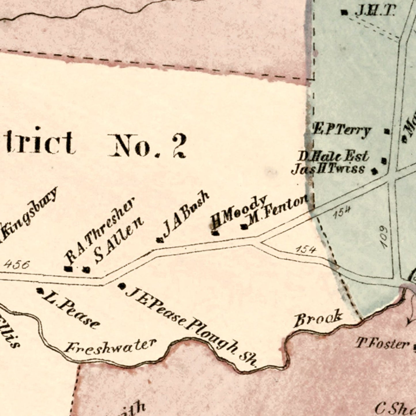 Vintage Map of Enfield, Connecticut, 1869