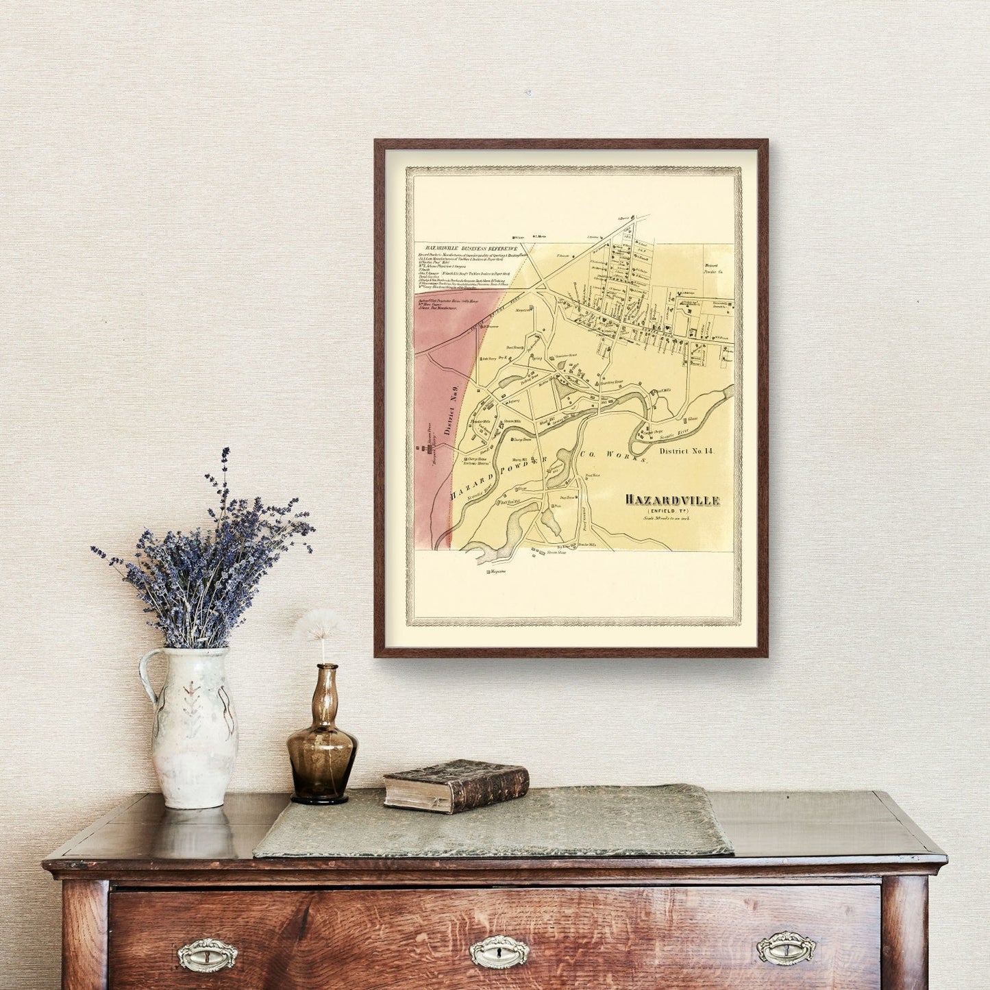 Vintage Map of Hazardville, Connecticut, 1869