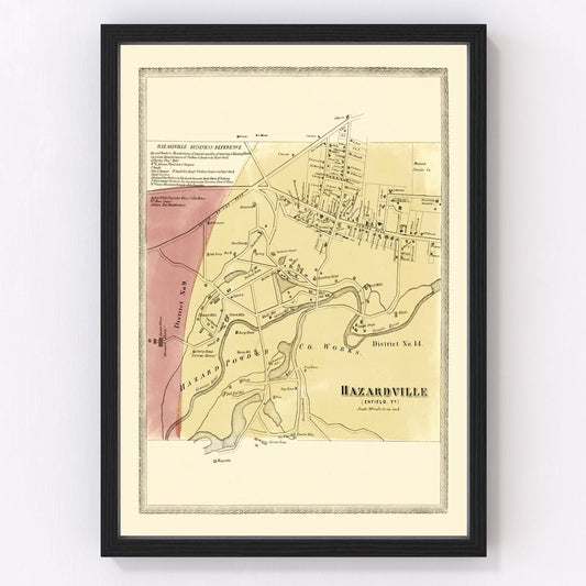 Vintage map of Hazardville, Connecticut, 1869