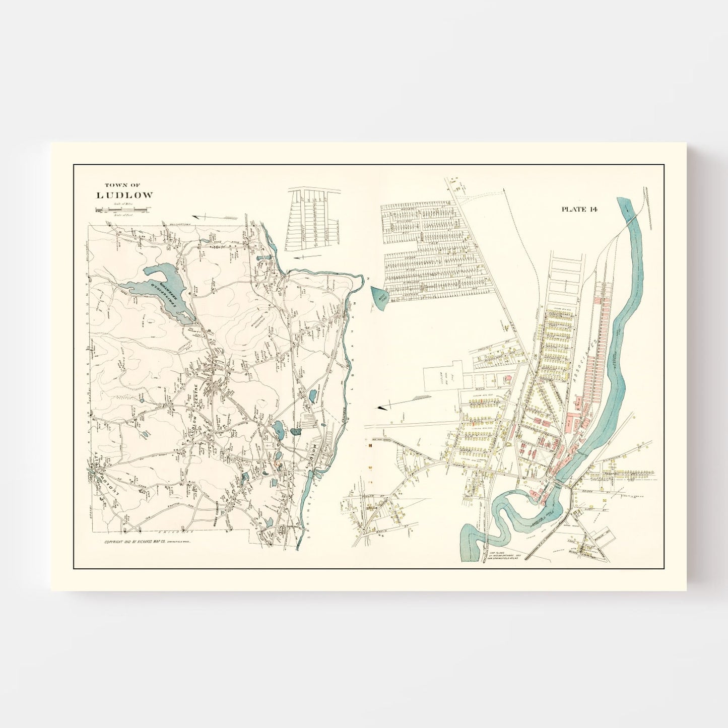 Vintage Map of Carrollton, Illinois, 1873