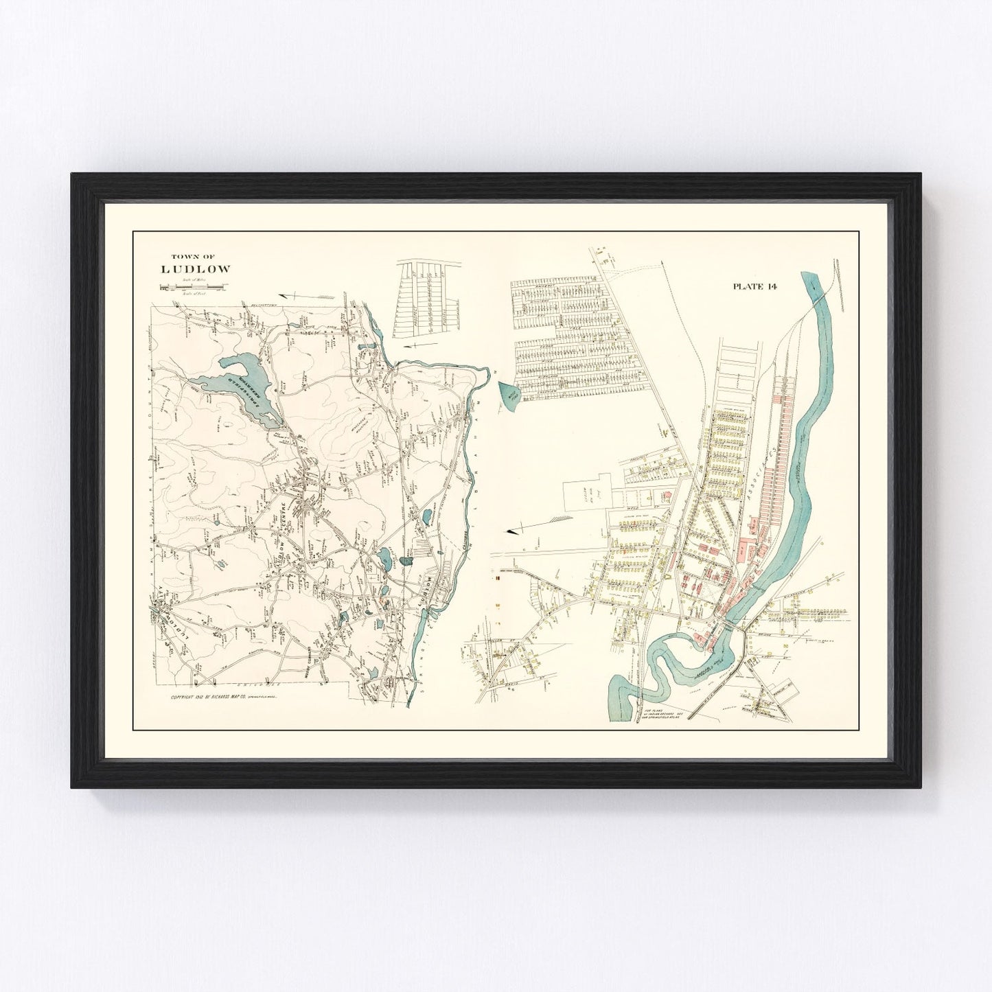 Vintage map of Carrollton, Illinois, 1873, restored vintage wall art print