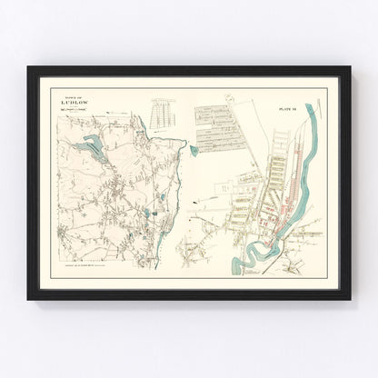 Vintage map of Carrollton, Illinois, 1873, restored vintage wall art print