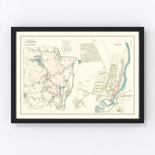 Vintage map of Carrollton, Illinois, 1873, restored vintage wall art print