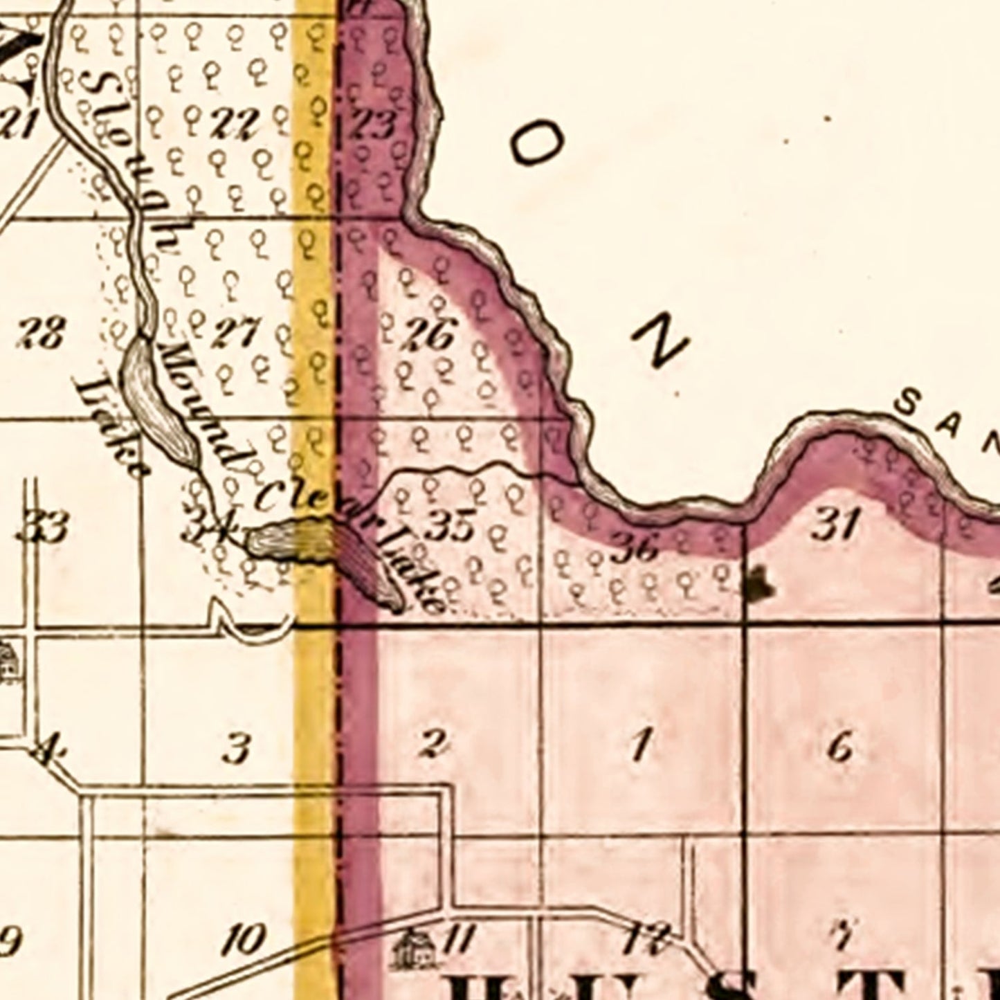 Vintage Map of Cass County, Illinois, 1874