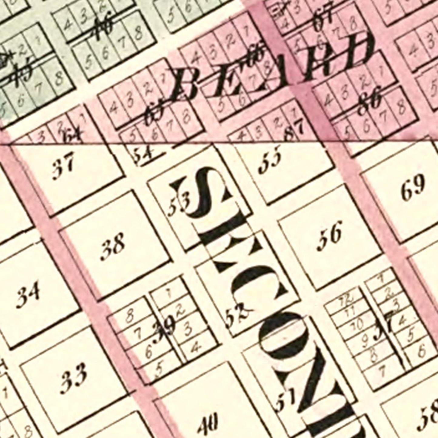 Vintage Map of Beardstown, Illinois, 1874
