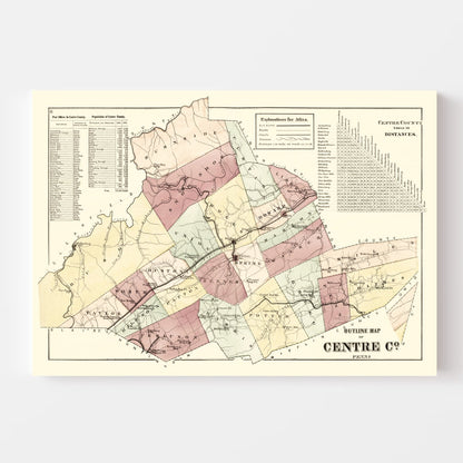 Vintage Map of Centre County, Pennsylvania, 1874