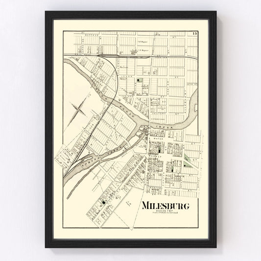 vintage map of Milesburg, Pennsylvania, 1874