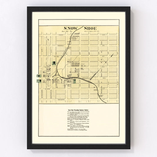 Vintage map of Snow Shoe, Pennsylvania, 1874