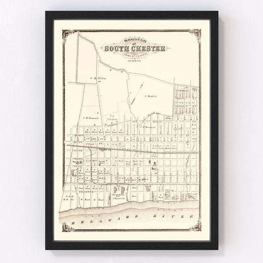 Vintage map of South Chester, Pennsylvania, 1875