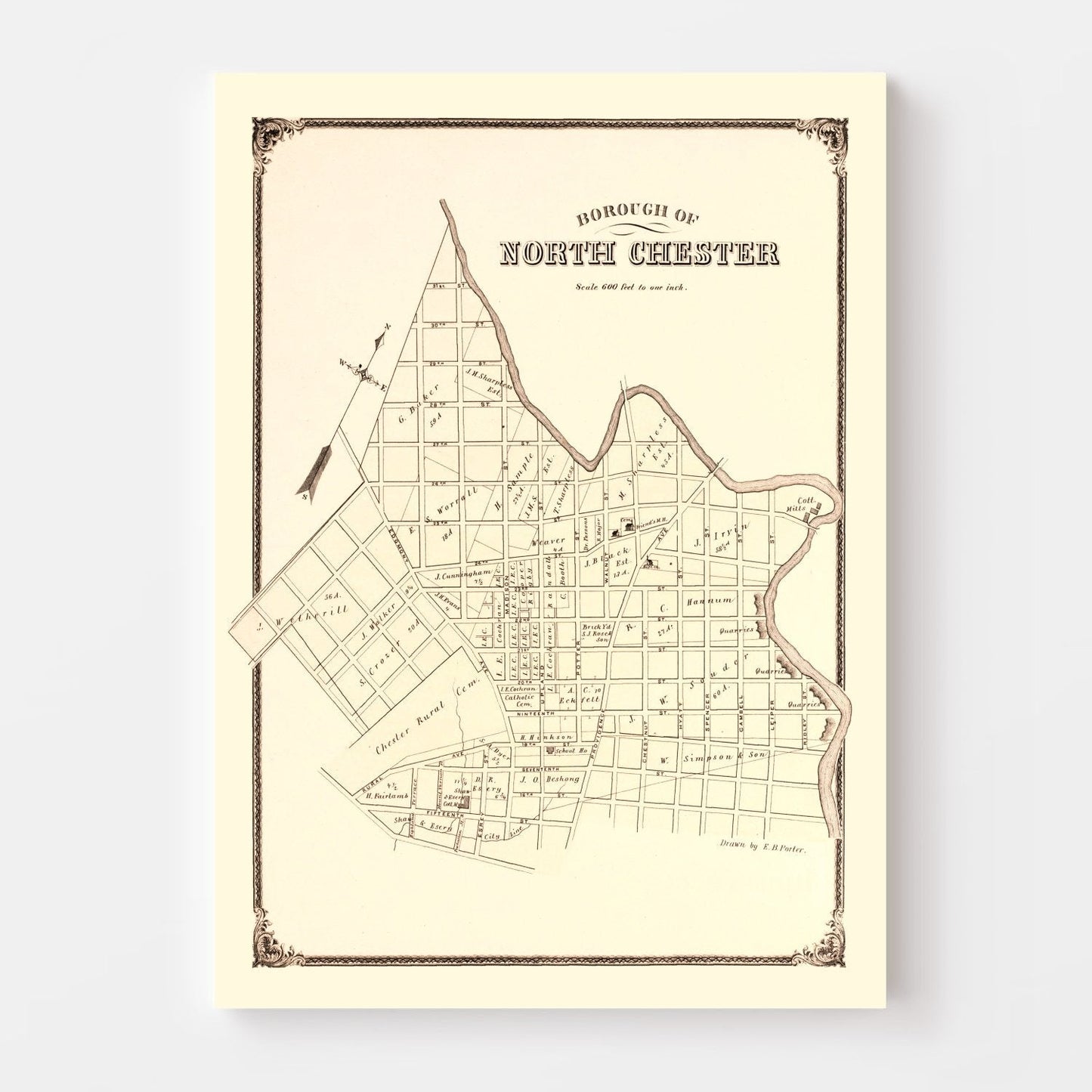 Vintage Map of North Chester, Pennsylvania, 1875