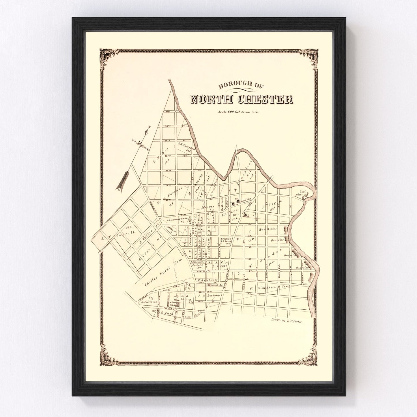 vintage map of North Chester, Pennsylvania, 1875