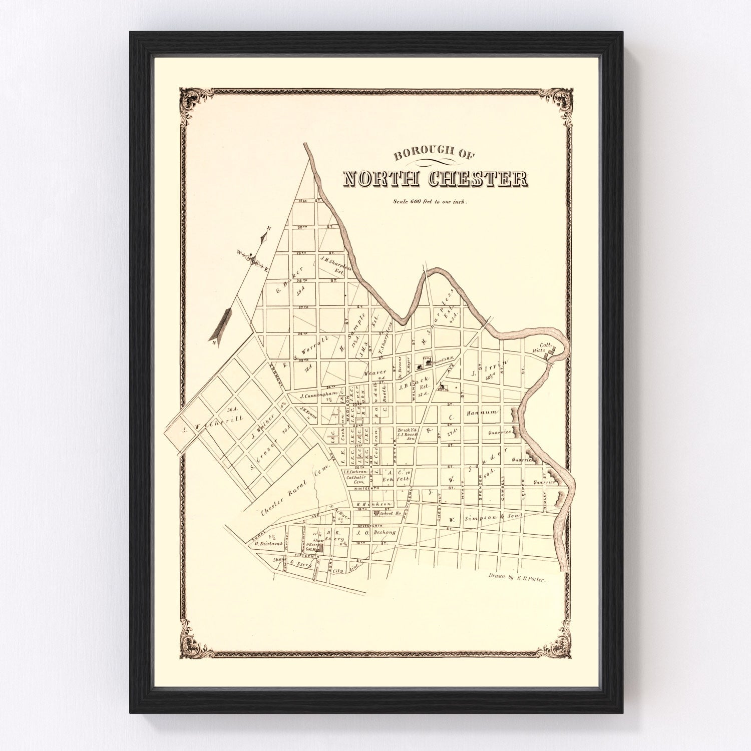 vintage map of North Chester, Pennsylvania, 1875