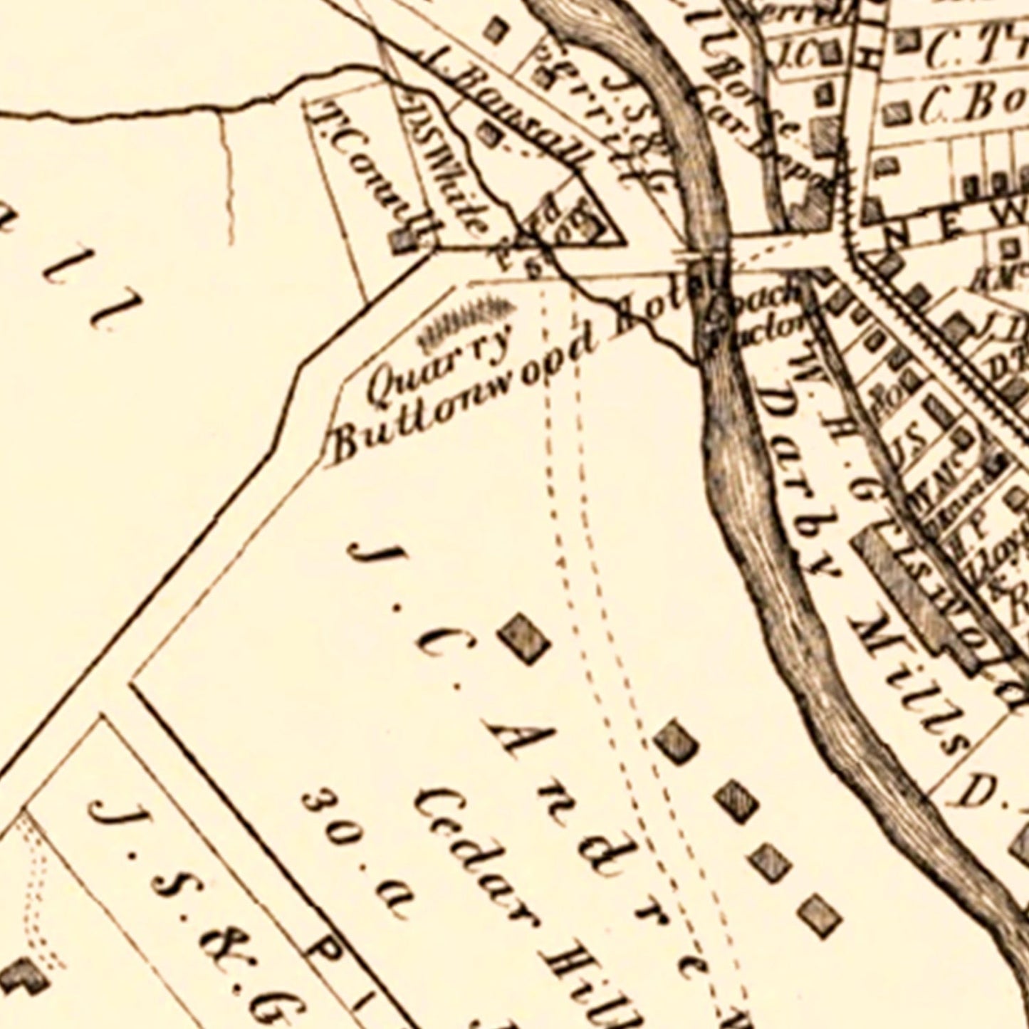 Vintage Map of Darby, Pennsylvania, 1875
