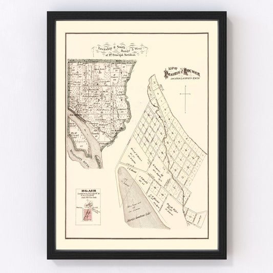 Vintage map of Prairie du Rocher, Illinois, 1875