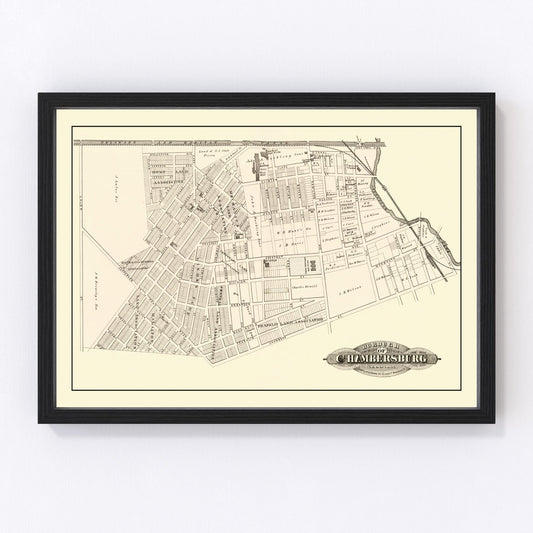 Vintage map of Chambersburg, New Jersey, 1875, Somerset County village