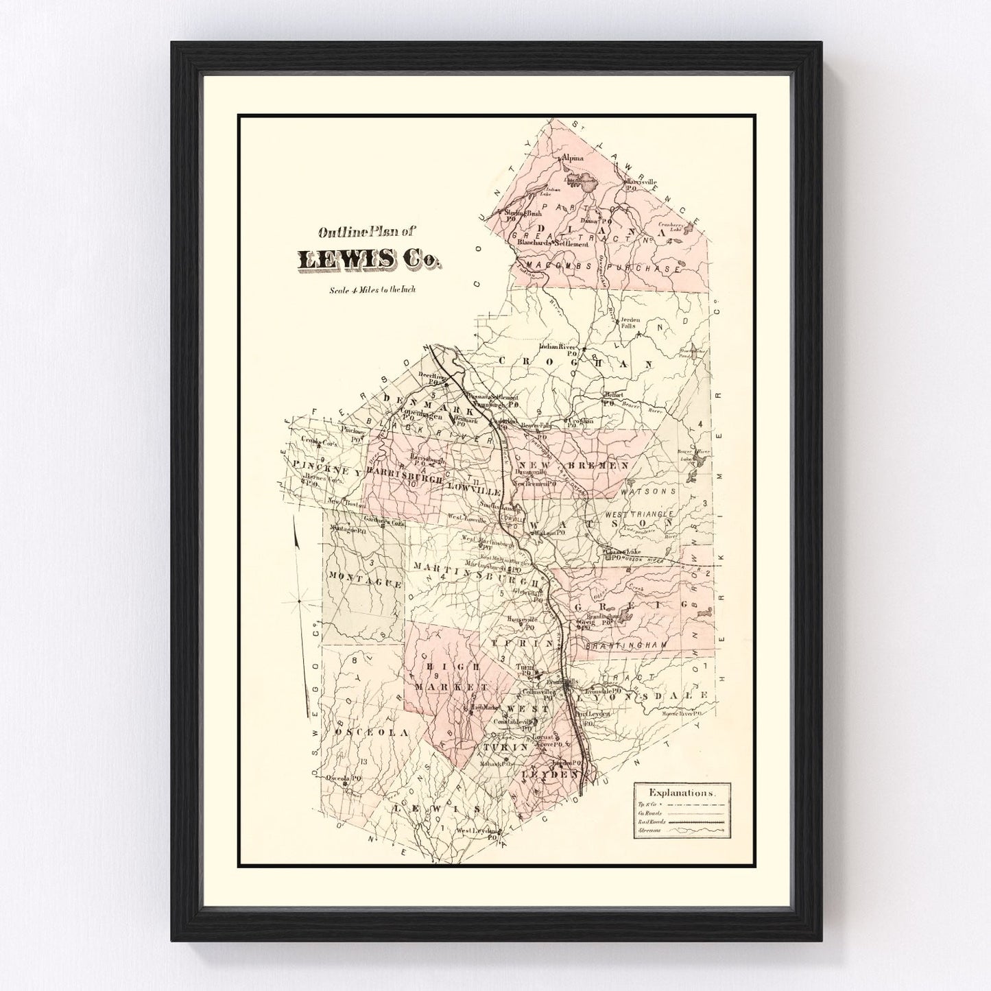 Vintage map of Lewis County, New York, 1875