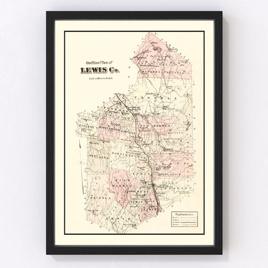 Vintage map of Lewis County, New York, 1875