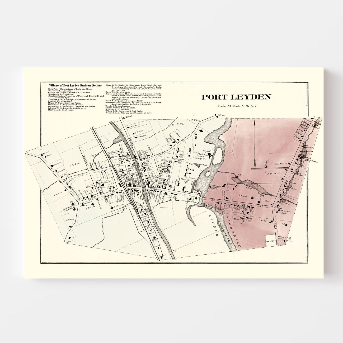 Vintage Map of Port Leyden Township, Lewis County, New York, 1875