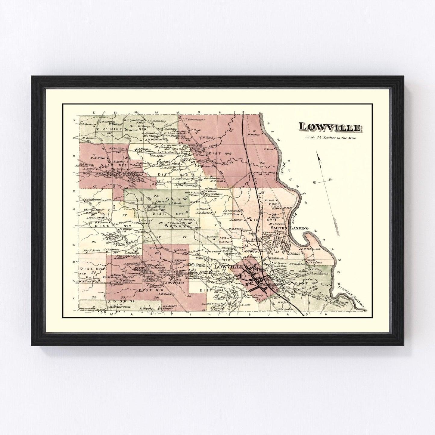 Vintage map of Lowville Township, Lewis County, New York, 1875
