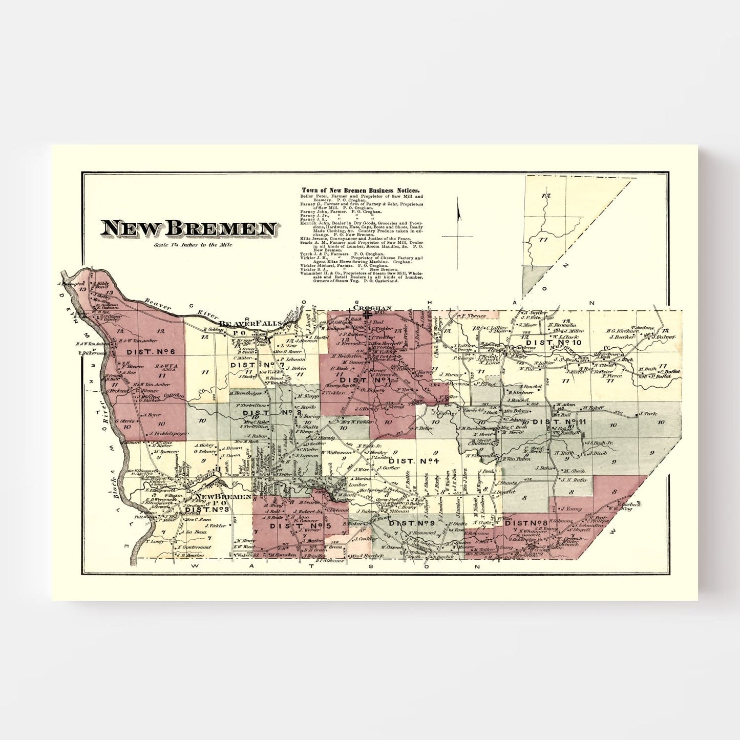 Vintage Map of Lewis County, New York, 1875