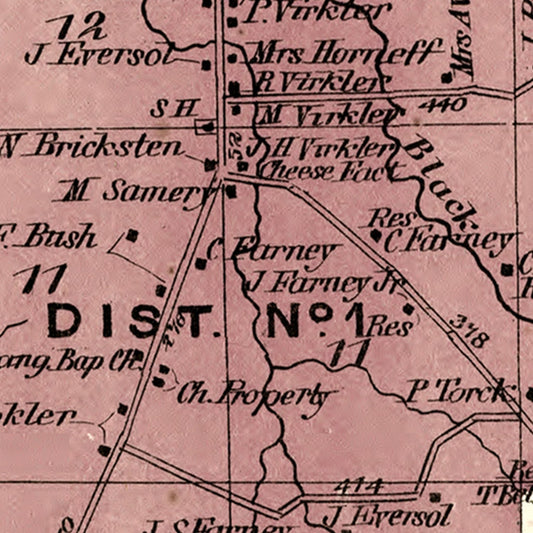Vintage Map of Lewis County, New York, 1875