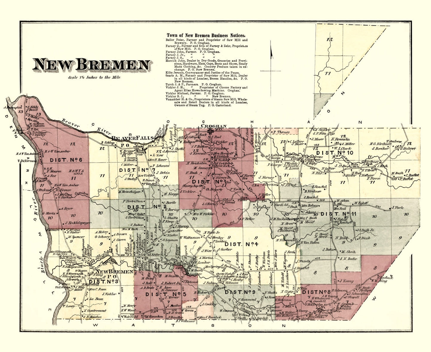 Vintage Map of Lewis County, New York, 1875