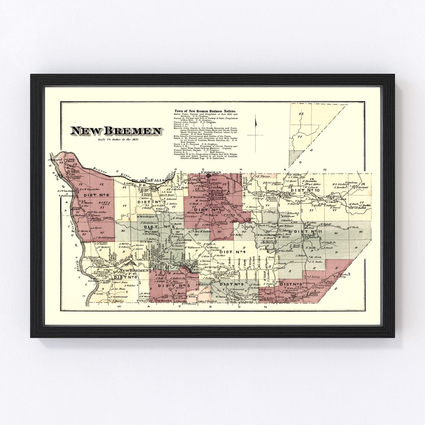 Vintage map of Lewis County, New York, 1875