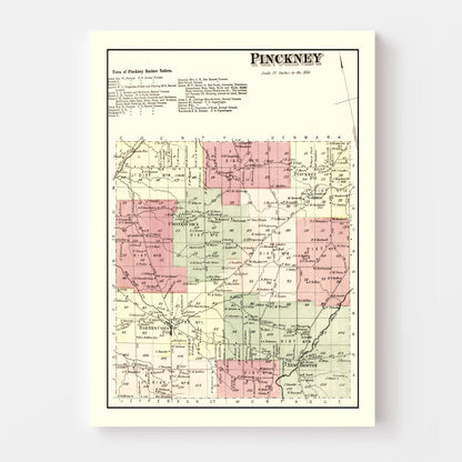 Vintage Map of Pinckney Township, Lewis County, New York, 1875