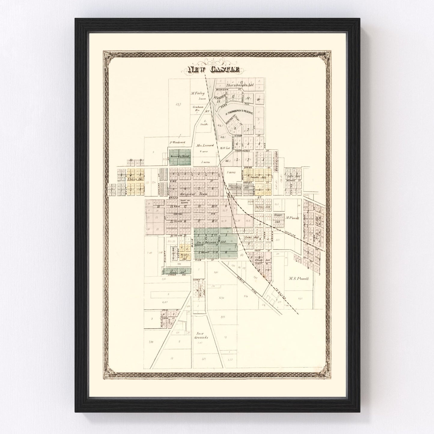 Vintage map of Henry County, Indiana, 1875